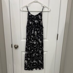 Banana Republic Black and White Floral Midi Dress